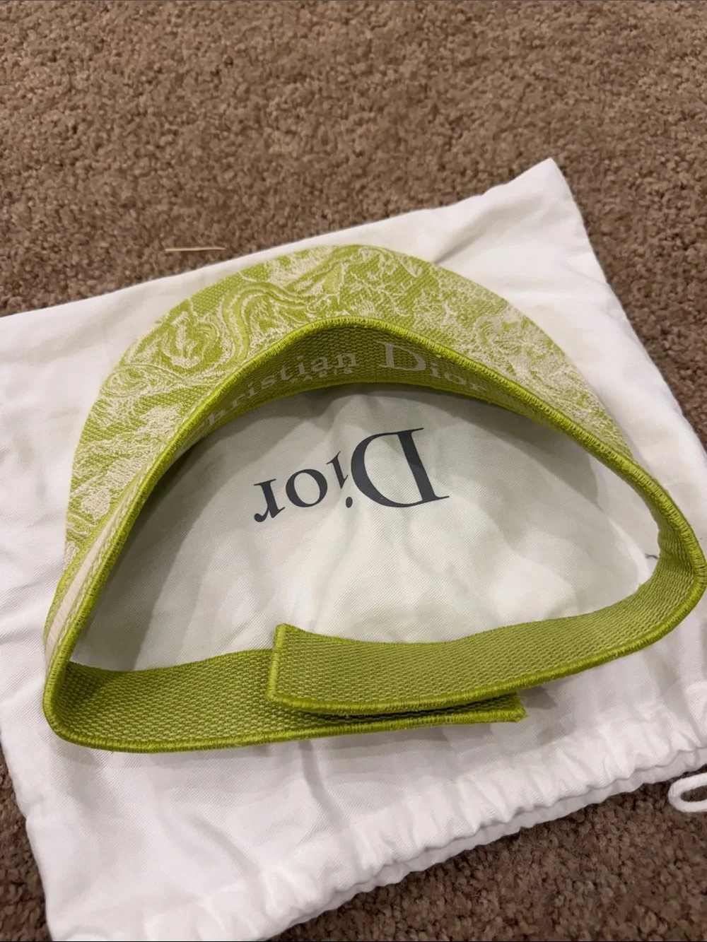 Dior Dioriviera Toile de Jouy Visor Hat Lime Green Sun Visor NEW Limited Edition